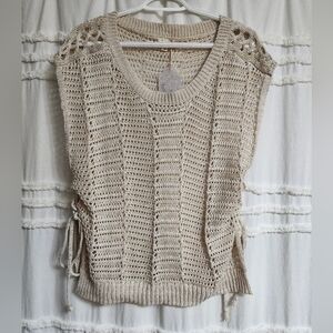 Nwt, Hem & Thread Cream Crochet Knit Top